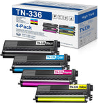 TN336 High Capacity Toner Cartridge (4-Pack, BK/C/M/Y) Replacement for Brother HL-L9200CDW/CDWT DCP-L8400CDN 9270CDN MFC-9460CDN L8650CDW Printer - TN336K TN336C TN336M TN336Y