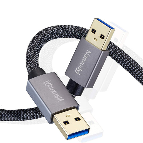 Nanxudyj USB 3.0 A to A Cable 15ft/5m Type A Male to A Male Cable USB to USB Cord,Nylon Braided USB 3.0 Cable for Data Transfer Hard Drive Enclosures,Printers, Modems, Cameras