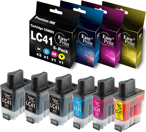 EASYPRINT Compatible (3xBK with CMY) LC41 Ink Cartridge Replacement for Brother IntelliFax 1840c, 2440c; MFC-3340CN, 210C, 215C, 3240C, 420cn, 425CN, 5440CN, 620CN, 820cw; DCP-110C, 115C, 120C, 315CN