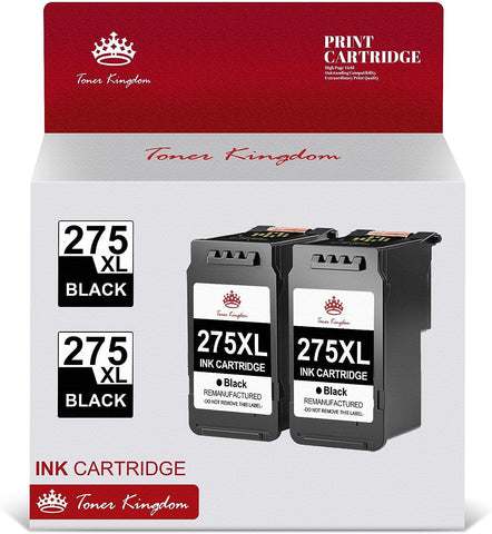 Toner Kingdom 275XL PG-275 Black Ink Cartridge Replacement High Capacity PG275XL 275 Ink Cartridges for Canon Printers for PIXMA TS3520 TS3522 TS3500 TR4720 TR4722 TR4700 Printers (2 Black)