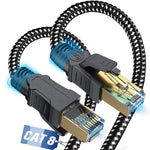 Cat 8 Ethernet Cable 35ft,Nylon Braided High Speed Heavy Duty 40Gbps 2000Mhz 26AWG Network LAN Patch Cord SFTP RJ45 Internet Cable Shielded in Wall, Indoor&Outdoor for PC,TV,Gaming,Router,Modem,PS5/4