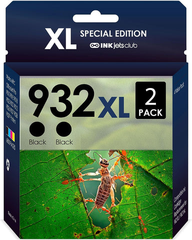 INKjetsclub Compatible High Yield for 932XL. Works with Officejet 7110 6600 6700 6100 7612 7610 Printers. 2 Pack (Blacks)