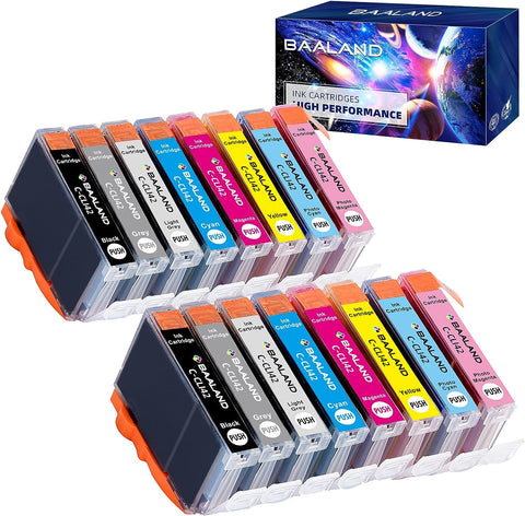 CLI42 CLI-42 Ink Cartridges Replacement for Canon Pixma Pro-100 Pro-100S Inkjet Printer (2BK, 2C 2M 2Y 2PC 2PM 2GY 2LGY 16-Pack)