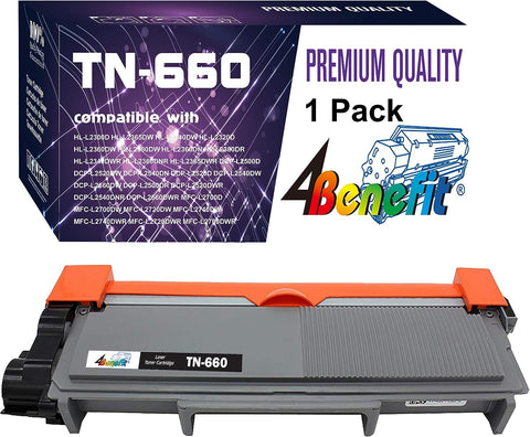(Single Pack) 4Benefit (1xBlack) Compatible TN-660 Toner Cartridge TN-630 TN660 TN630 TN 660 630 (High Yield, 1 Pack) Used for HL-L2300D DCP-L2520DW HL-L2360DW HL-L2320D HL-L2380DW Laser Printer