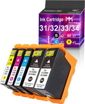 MM MUCH & MORE Compatible Ink Cartridge Replacement for Dell 31 32 33 34 Series Ink Cartridges to Used with Dell V525w V725w Printer (2 x Black + Cyan + Magenta + Yellow, 5-Pack)