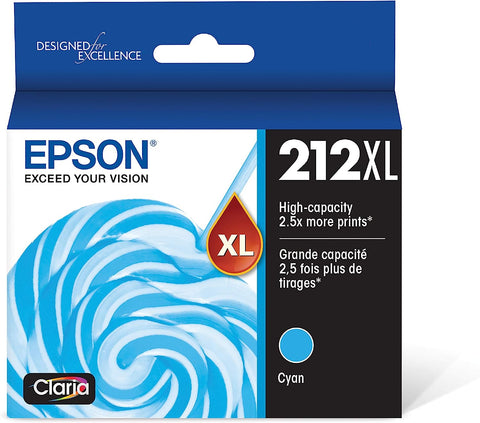 EPSON T212 Claria -Ink High Capacity Cyan -Cartridge (T212XL220-S) for Select Epson Expression and Workforce Printers