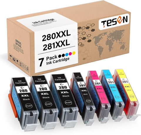 TESEN Compatible 280XXL 281XXL Ink Cartridge Replacement for Canon 280 281 XXL PGI280XXL CLI281XXL Use with PIXMA TR8520 TR8620 TS6220 TS6320 TR7520 TS6120 TS9120 TS8120 Printer, 7 Pack Color Set