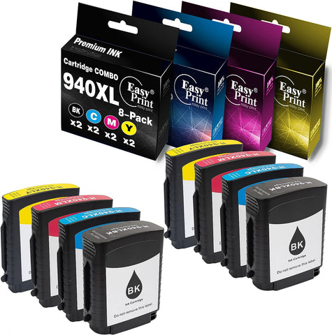 EASYPRINT (2BK/2C/2M/2Y) Compatible 940 940XL Ink Cartridge Used for HP Officejet Pro 8000/8500/ 8500A Printer (8 Pack,High Yield)