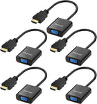 Moread HDMI to VGA, 5 Pack, Gold-Plated HDMI to VGA Adapter (Male to Female) for Computer, Desktop, Laptop, PC, Monitor, Projector, HDTV, Chromebook, Raspberry Pi, Roku, Xbox and More - Black