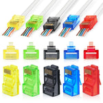 EMS RJ45 Cat6 Pass Through Connectors, Assorted Colors - Pack of 50 | EZ to Crimp Modular Plug for Solid or Stranded UTP Network Cable
