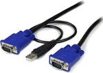 StarTech.com 15 ft 2-in-1 Ultra Thin USB KVM Cable - Video / USB cable - USB, HD-15 (VGA) (M) to HD-15 (VGA) (M) - 15 ft - black - SVECONUS15