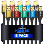 Maximm 8k Hdmi Cable 1ft,HDMI 2.1 Cable, Hdmi Cord Short Hdmi Cable 1 ft, Ultra High Speed Hdmi Cable, 8k @60 HZ (1 Ft, 5 Pack)