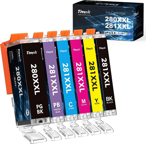 ?6 Pack? Compatible Ink Cartridge Replacement for Canon PGI-280XXL CLI-281XXL 280 XXL 281 XXLfor Canon PIXMA TR7520 TR8520 TS6120 TS6220 TS8120 TS8220 TS9120 TS9520 TS6320 TS9521C