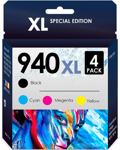 5-Star Compatible Replacement for 940xl. Works with OfficeJet Pro 8500 8500A A909a 8000 A809a A910a Printers. 4 Pack (Black, Cyan, Magenta, Yellow)