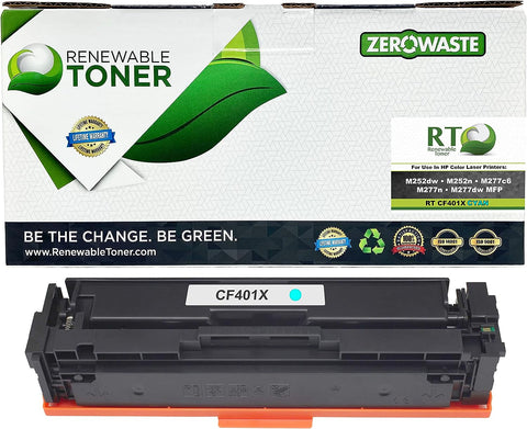 Renewable Toner Compatible Toner Cartridge High Yield Replacement for HP 201X CF401X Color Laser Printers M252dw M252n M277c6 M277n M277dw MFP (Cyan)