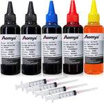 Aomya 5x100ml Ink Refill Kit for HP 61 60 62 63 950 951 564 920 901 Inkjet Printer Cartridges Refillable Cartridge CIS CISS System (2 Black, 1 Cyan, 1 Magenta, 1 Yellow)