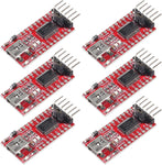 AEDIKO 6pcs 3.3V 5V FT232RL Mini USB to TTL Serial Converter Adapter Module