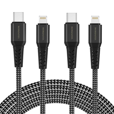 YEONPHOM USB C to Lightning Cable 10ft 2Pack iPhone Charger Compatible for iPhone 13 14 12 Pro Max/Mini/11 Pro Max/XS MAX/X, Extra Long Nylon Braided Lightning to USB C Cable Type C Fast Charging Cord