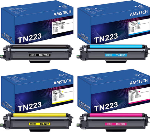 TN223 TN 223 BK/C/M/Y Toner Cartridge 4 Pack Compatible for TN-223 TN-223BK/C/M/Y Toner for Brother TN227 HL-L3270CDW HL-L3290CDW HL-L3210CW HL-L3230CDW MFC-L3710CW MFC-L3750CDW MFC-L3770CDW Printer