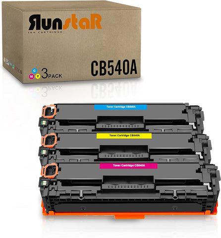 Run Star 125A CB540A Compatible Toner Cartridge Replacement for HP CB541A CB542A CB543A Work for HP Color Pro MFP CP1215 CP1515n CP1518ni CM1312 CN1312nfi Printer (3 Pack, Cyan Magenta Yellow)