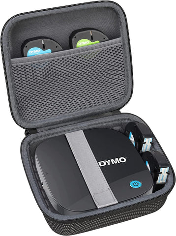 Elonbo Carrying Case for DYMO LetraTag 200B Bluetooth Label Maker, Compact Label Printer Travel Protective Bag Storage Holder, Extra Interior Mesh Pocket Fits Label Tapes Paper Cable. Mesh Black