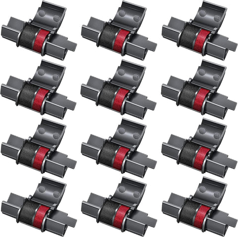 12 Pack Replacement for IR40T IR-40T CP13 MP-12D Calculator Ink Roller Printer Ribbons use with Canon, Sharp EL-1750V, EL-1801V and More(Black/red, Individually Sealed)