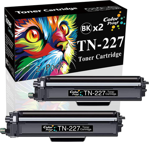 ColorPrint Compatible TN-227 Toner Cartridge Black High Yield Replacement for Brother TN227 BK TN227BK TN223 for MFC L3750CDW L3770CDW HL L3210CW L3230CDW L3230CDN L3270CDW L3290CDW Printer (2-Pack)