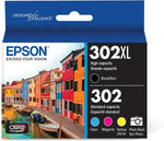 EPSON T302 Claria Premium -Ink High-capacity Black and Standard-capacity Photo Black and Color-Cartridge Combo Pack (T302XL-BCS) for select Epson Expression Premium Printers