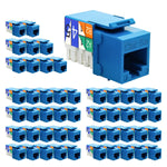 Beszin Cat.5E RJ45 110 Type Keystone Jack (50-Pack, Blue)