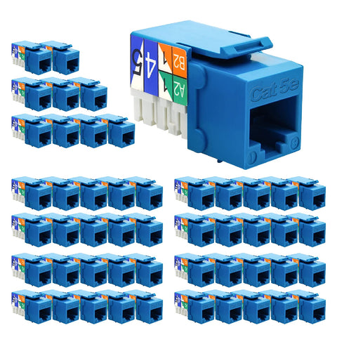 Beszin Cat.5E RJ45 110 Type Keystone Jack (50-Pack, Blue)