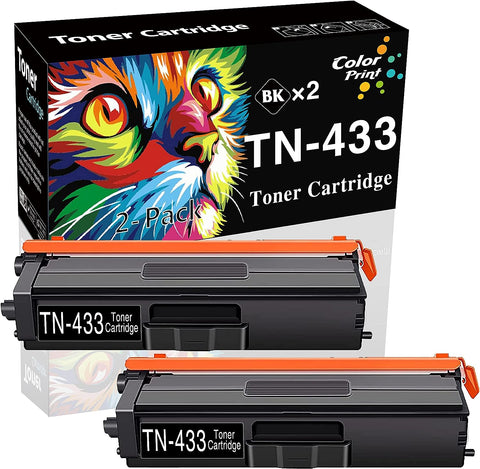 2-Pack ColorPrint Compatible TN433 Toner Cartridge Replacement for Brother TN433BK TN-433BK TN-433 TN436 Used for HL L8260CDW L8360CDW L8610CDW DCP-L8410CDW MFC L8690CDW L8900CDW Printer (2X Black)