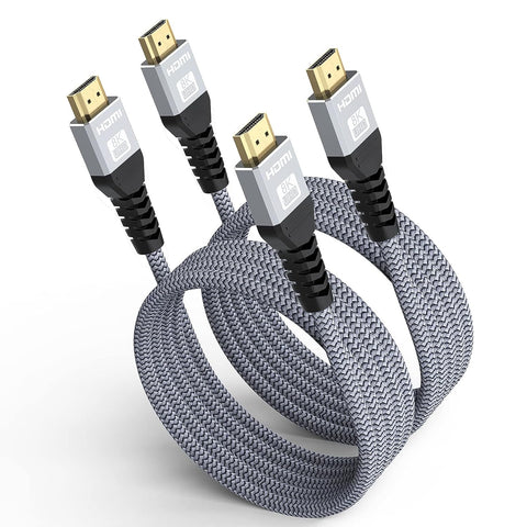 8K HDMI 2.1 Cable 6.6FT 2-Pack, Ultra High Speed HDMI Cable 8K HDMI Cord 48Gbps (8K@60Hz, 4K@120Hz, 2K, 1080P, HDR, 3D, eARC) for Laptop, Monitor, Switch, PS5/PS4, Xbox