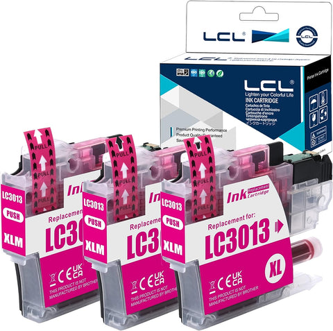 LCL Compatible Ink Cartridge Replacement for Brother LC3011 LC-3011 LC-3013 LC3013 LC-3013M LC3013M High Yield MFC-J491DW MFC-J497DW MFC-J690DW MFC-J895DW (3-Pack Magenta)