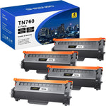 SHEENGO Compatible Toner Cartridge Replacement for Brother TN760 TN-760 TN730 TN-730 High Yield for HL-L2350DW DCP-L2550DW HL-L2395DW Hl-L2390DW HL-L2370DW Printer (4 Black)