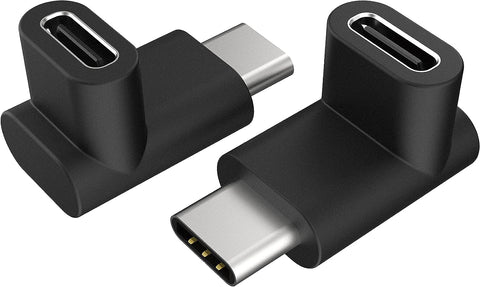 Akasa Right Angle USB Type-C Male to Female Adapter | USB 3.2 Gen 2 | 10 Gbps Data Transfer | Support Fast Charge | For Laptop, PC and USB C Device | Black | 2 Pack | AK-CBUB63-KT02