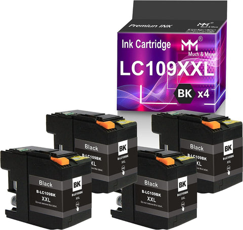 MM MUCH & MORE Ink Cartridge Replacement for Brother LC109 XXL LC109BK LC109XXL LC-109 to Used for MFC-J6520DW J6720DW J6920DW Printers (4-Pack, Black, Super High Yield)