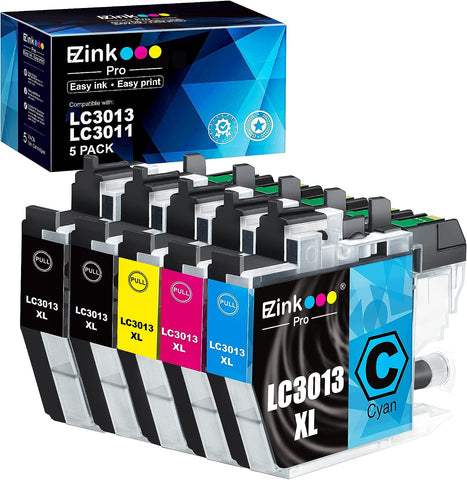 E-Z Ink Pro LC3013 LC3011 Compatible Ink Cartridge Replacement for Brother LC3013 LC3011 LC-3013 Compatible with MFC-J491DW MFC-J497DW MFC-J895DW MFC-J690DW (2 Black, 1 Cyan, 1 Magenta, 1 Yellow)