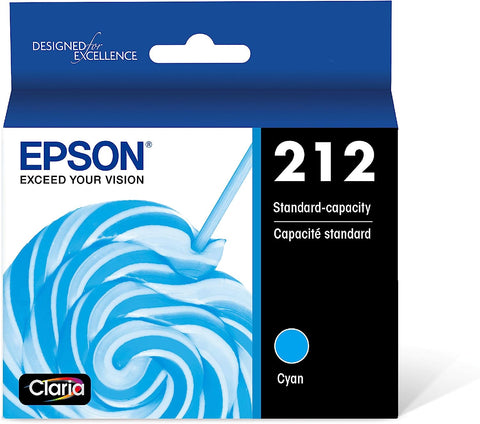 EPSON T212 Claria -Ink Standard Capacity Cyan -Cartridge (T212220-S) for Select Epson Expression and Workforce Printers