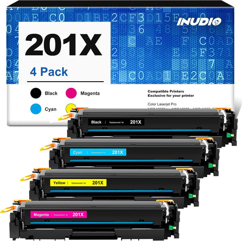 201X Toner M277DW M252DW Replacement for HP 201X 201A Toner Cartridges Black and Color 4 Pack CF400X CF400A Works with HP Color Laserjet Pro MFP M277dw M252dw M277 M252 -Black Cyan Yellow Magenta