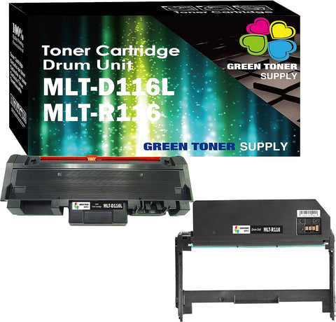 (Pack of 2) Green Toner Supply (Toner/Drum) Compatible MLT-R116L MLT-D116L Toner Cartridge and Drum Unit MLTD116L MLTR116L D116L R116 for SL-M2825DW SL-M2835DW SL-M2885FW Laser Printer