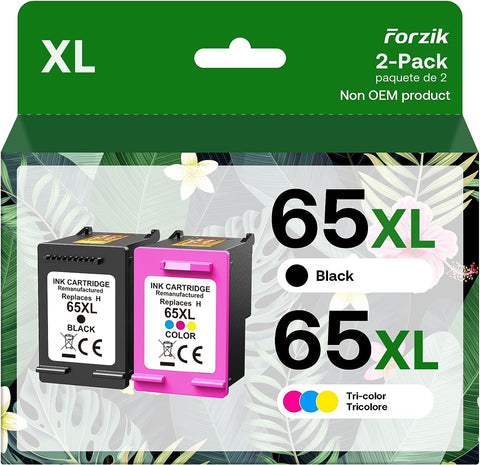 65XL Ink Cartridges High Yield Compatible Replacement for HP Ink 65 Black and Color Combo Pack Works with AMP 100 120 Series DeskJet 2620 3720 Series Envy 5020 5030 Series