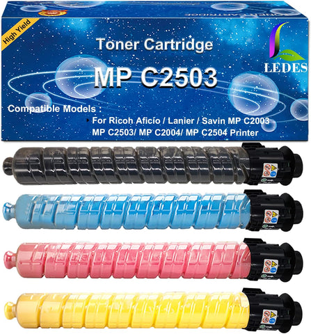 Ledes Toner Cartridge Replacement for Ricoh Aficio Lanier Savin MP C2503 C2003 C2504 C2004 Compatible 841918 841921 841920 841919 High Yield (26000 Pages, 4 Packs, BK, C, M, Y)