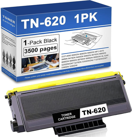 LKKJ 1 Pack TN620 Black Toner Cartridge Compatible TN-620 Toner Cartridge Replacement for Brother HL-5240 5370DW/DWT 5380DN 5270DN 5350DN DCP-8060 MFC-8480DN Printer Toner.