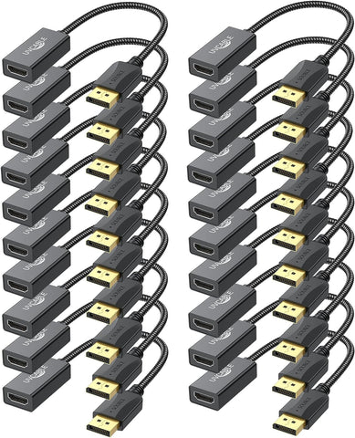 DisplayPort to HDMI Adapter, 20-Pack, Display Port DP to HDMI Adapter Cable Male to Female Compatible with Computer, Monitor, TV, Projector (20, Black)