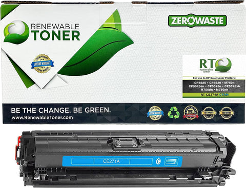 Renewable Toner Compatible Toner Cartridge Replacement for HP 650A CE271A Color Laser Printers CP5525 M750 (Cyan)