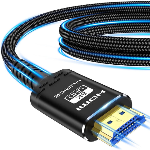 Yuaice 8K HDMI Cable 2.1, 15FT High Speed HDMI Braided Cable with 48Gbps 4K@120Hz, 8K@60Hz Video Resolution, and HDR Support.