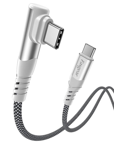 100W USB C to USB C Cable - 1 Pack 3ft Fasgear USB 2.0 Type C to Type C PD Cable 5A Fast Charging Right Angle Compatible with i-Pad Pro/Air/Mini|Mac-book Pro/Air|Sam-sung Galaxy S22|Pixel|Switch Black