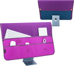 KISLANE Dust Cover Compatible with iMac 24 Inch, Dust Cover for iMac with Multiple Pockets for Magic Keyboard, Magic Mouse, Magic Trackpad and Other Accessories (Purple)