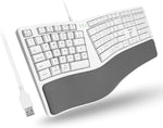 Macally Wired Ergonomic Keyboard for Mac - Split Keyboard with Wrist Rest - Natural and Comfortable Ergo Keyboard Wired, Compatible Apple Keyboard with Numeric Keypad - USB Keyboard for Macbook iMac