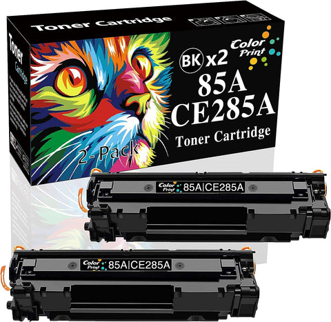 Color Print Compatible CE285A Toner Cartridge Replacement for HP 85A CE285 285A Work with Pro P1102w P1102 P1105 P1106 M1212NF MFP M1217NFW P1505n P1005 P1109w 1102w Laser Printer (2-Pack, Black)